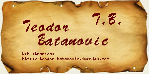 Teodor Batanović vizit kartica